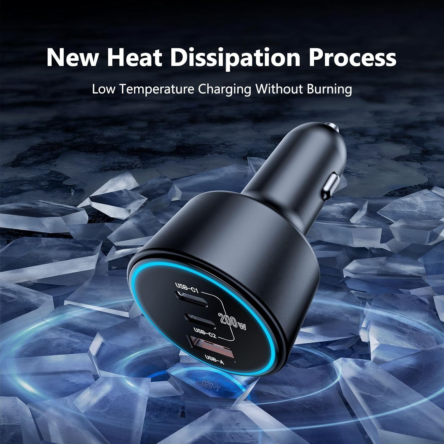 Roadress 200W car charger with advanced heat dissipation technology for low-temperature fast charging without overheating